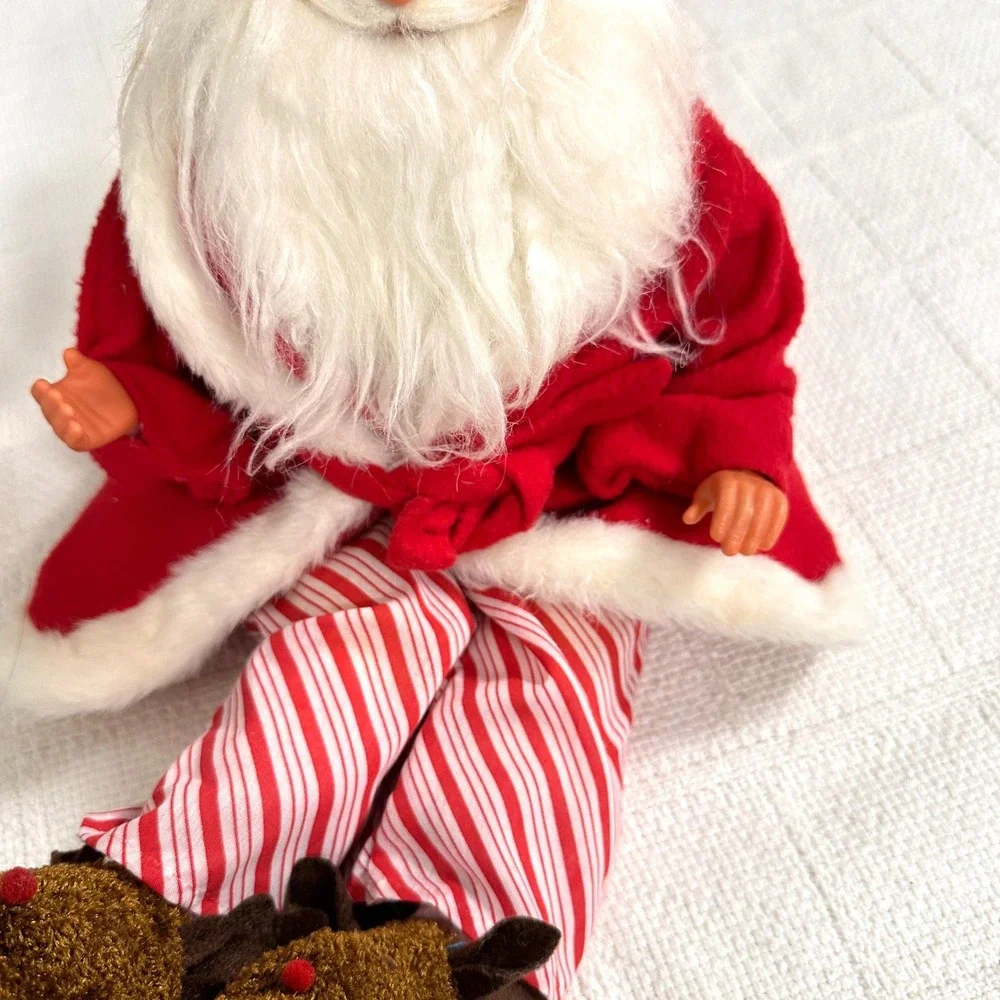 Santa Claus Doll Red Robe Striped Pajamas Christmas Decor 10